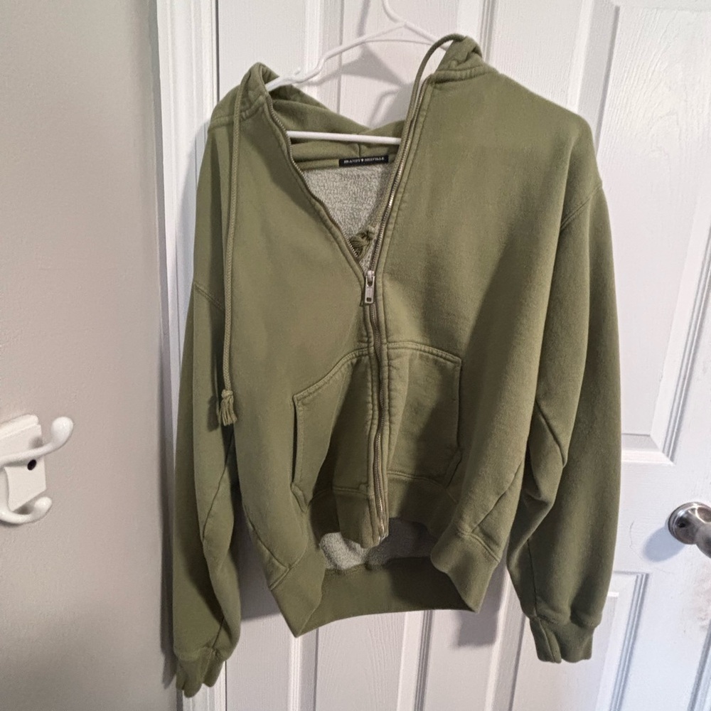 brandy melville green zip up hoodie